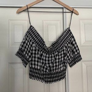 Urban Outfitter Gingham Crop Top Black & White Size Medium
